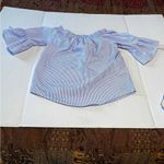 Roommates Womens Size Medium Blue White Striped Off The Shoulder Top Blouse NEW Photo 7