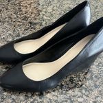 Nine West  Black Wedge Leather Dress Pumps Slip-On Shoes Heels Size 9 M Photo 0