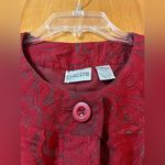  Blazer Jacket Red Textured Long Sleeve Button Up Faux Pockets Chicos 2 Photo 3