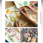 J.Jill Fruit Print Flounce Hem Double V Neck Knit Summer Dress Photo 2