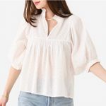 Never A Wallflower High Neck Top‎ Blouse In Pink Confetti Sz L Puff Sleeve White Size L Photo 0