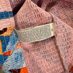 Forever 21 Cropped Strapless Colorful Top Size Medium Smocked Ruffle Orange Blue Photo 4