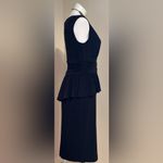 Jessica Howard  Black Stretch Form Fitting Ruched Peplum Little Black Dress Sz 10 Photo 5