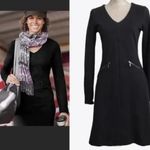 Athleta  Black Ponte Celebration Zipper Long Sleeve Dress Size Small Photo 1