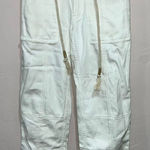 Anthropologie  White Canvas Denim High Rise Belted Straight Crop Jeans 25 Photo 0