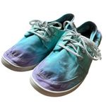 Sanuk Cool Slip On Ombré Tie Dye Blue Purple Green Surfer Boho Canvas Shoes 10 Photo 3