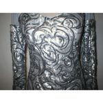 Badgley Mischka New NWT Designer Silver Womens 2 Metallic Sequin Cocktail Dress Photo 5