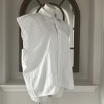 ZARA  White Denim Button Up Sleeveless Shirt, Size L New w/Tag Photo 2