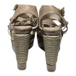 Arena Belenciaga Paris Gray Leather Sandal Woven Design Wedge Sandal EU 40/US 9 Photo 4