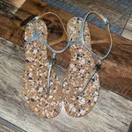 Tory Burch  Silver Quilted Marion T-strap sandals Photo 2