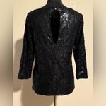 NWT GF Collection Black Floral Dress Shirt Keyhole Back with Sequins Size XS Photo 4