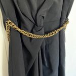 LK Bennett Black Twist Front Sleeveless Dress with Gold Chain Belt Size 6 Photo 3