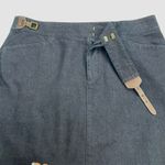 Lauren Ralph Lauren Dark Wash Denim Skirt Leather Buckle Pockets Size 16 Blue Photo 5