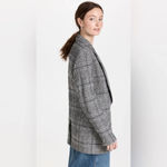 Smythe Oversized Notched Lapel Blazer Gray Glen Check Plaid Small Photo 3