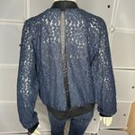 Stella & Dot  The Downtown Navy Lace Bomber Jacket Size Large Photo 3