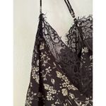 NWT Reset by Jane Satin Samantha Black Lace Floral Print Cami Tank Top Large Photo 5
