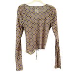 Urban Outfitters UO Shona Cinched Cropped Mesh Top Floral Retro Sheer Sz Large Photo 1