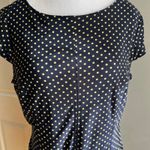 Navy Blue and Gold Polka Dot Midi Dress Classic Career Party Size 12 Photo 2