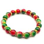 Red Green Rhinestone Stretch Boho Costume Jewelry Bead Elastic Bracelet Photo 1