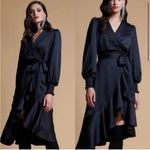 Rachel Parcell Racel Parcell Black Satin Wrap Dress, Best Selling, New with Tags Photo 7