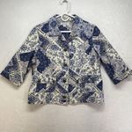 Coldwater Creek Jacket Womens P14 blue & white button up paisley geometric print Photo 0