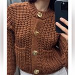 ZARA  CHUNKY Brown Knit Cardigan Photo 3