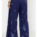 Johnny Was NWOT  Wide Leg Embroidered Floral Pants Size XL Blue Elastic waist Photo 2