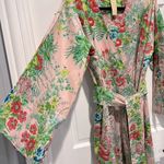 Anthropologie Plum Pretty Sugar Love Poppy Kimono Robe Coverup - Pink Floral Belt Large Photo 3