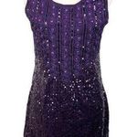NEW Manzhili Purple Embroidered Sequin Jeweled Party Mini Dress Sleeveless Size M Photo 0
