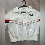 FILA  Women's White Bomber Jacket with Red and Black Accents Photo 2