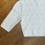 BCBGMAXAZRIA Women Small Off-White Aryen Textured Polka Dot Cropped Sweater FLAW Photo 5