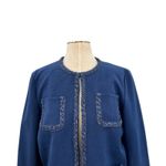 J. McLaughlin  Fanning Jacket‎ Blazer Braided Trim Navy Blue Size Large Photo 4