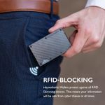 Slim Wallet For Men - Front Pocket RFID Blocking Minimalist Wallet For Men - Metal Wallet With Money Clip For Men (Carbon Fiber) Photo 4