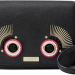 Kate Spade  Textured Leather Purse Black Monster Face Crossbody Handbag Carsen Photo 0