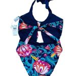 Trina Turk India Garden Halter Belted One Piece Womens Floral Swimsuit Size 6 Photo 3
