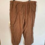 Coldwater Creek Womens 16 Brown 100% Linen Pull On Capri Pants Beachy Lagenlook Photo 1