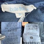 Belle France Blue Long Sleeve Silk Blouse Silver Embroidered Tunic Top Small Photo 8