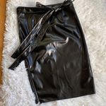 Chic Me Black faux leather mini zipper lace bow belt skirt, Size M Photo 0