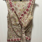 Silkland 100% Silk Floral paisley Wrap Sleeveless Top Sz L Asian Artsy Luxury Pink Size L Photo 0