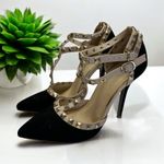 Wild Diva ADORA-64 Sexy Studded Stilletto Heels Black and Tan Size 7 Photo 1