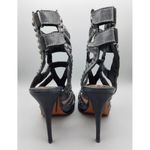 Leon Max All Leather High Heel 4.75" Tall Gray Strappy Shoes Size 8M Sexy Photo 5