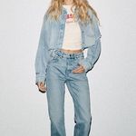 ZARA Distressed High Rise Straight Leg Loose Fit Jeans Photo 0