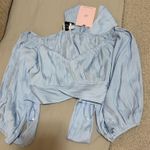 Hello Molly blue cropped blouse Photo 2