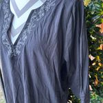 Cacique  Black caftan dress with white  Embroidered V-Neck Photo 3