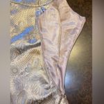 Robbie Bee Sleeveless Gold Beige Floral Metallic Dress - size 6 Photo 6