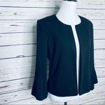 Calvin Klein  Black Bell Sleeve Open Front Blazer Jacket Size 8 Medium Photo 3