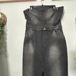 Jaded London NEW  Liberty 2 In 1 Detachable Denim Black Midi Dress Large 12 Goth Photo 13