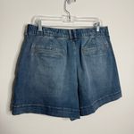 NWT Upwest Pleated Front High Waisted Denim Shorts Light Wash Size Large Blue Photo 3