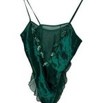 Victoria's Secret Vintage  GOLD LABEL Shiny Green Satin Teddy Sequin Bodysuit S Photo 0