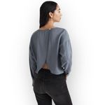 Madewell  Relaxed Tulip-Back Top Women's XS Blue Gray Long Sleeve Open Back NWT Photo 1